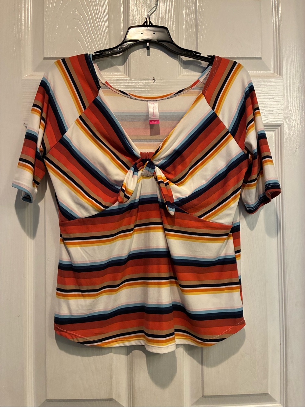 Striped Twist-Front Top - Rust Multi Juniors XL